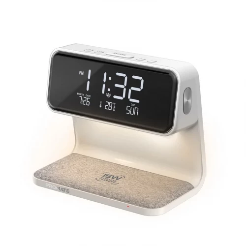 Promate LED Alarm Clock with Wireless Charger